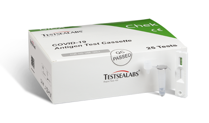 Testsealabs® COVID-19 Antigen Schnelltest Kit 25 Tests, einzelne Puffer, Nasen-/Nasen-Rachenabstrich, RAT device ID # 1392