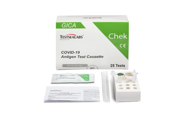 Testsealabs® COVID-19 Antigen Schnelltest Kit 25 Tests, einzelne Puffer, Nasen-/Nasen-Rachenabstrich, RAT device ID # 1392